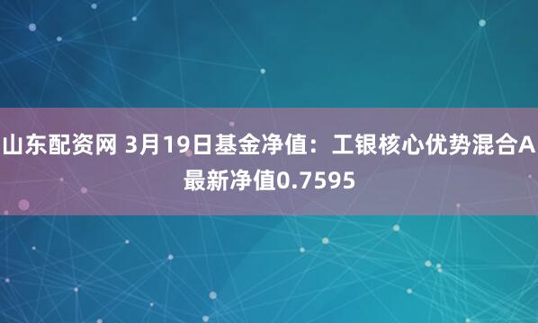 山东配资网 3月19日基金净值：工银核心优势混合A最新净值0.7595