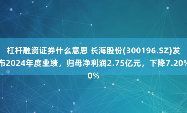 杠杆融资证券什么意思 长海股份(300196.SZ)发布2024年度业绩，归母净利润2.75亿元，下降7.20%