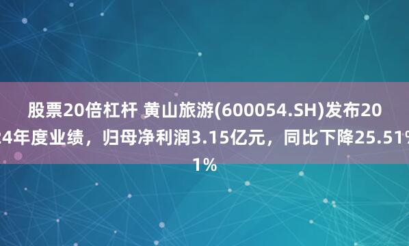 股票20倍杠杆 黄山旅游(600054.SH)发布2024年度业绩，归母净利润3.15亿元，同比下降25.51%