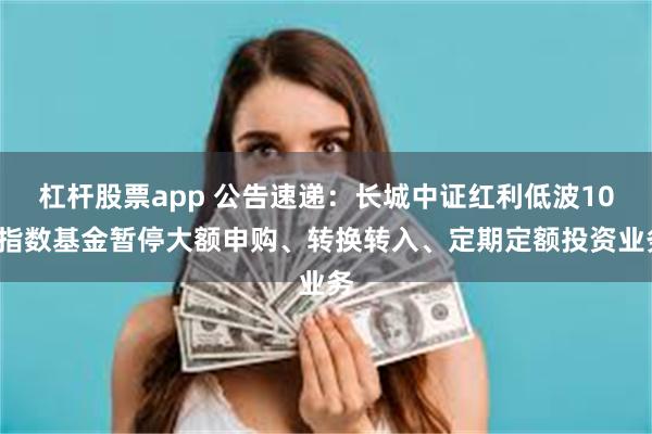 杠杆股票app 公告速递：长城中证红利低波100指数基金暂停大额申购、转换转入、定期定额投资业务