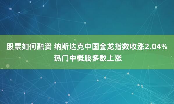股票如何融资 纳斯达克中国金龙指数收涨2.04% 热门中概股多数上涨